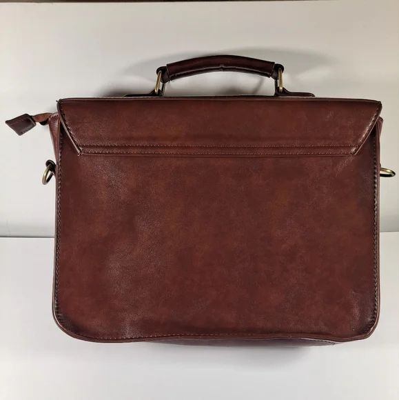 ECOSUSI Women's Briefcase Leather Laptop Brown Satchel with Bow Accent - Picture 2 of 9